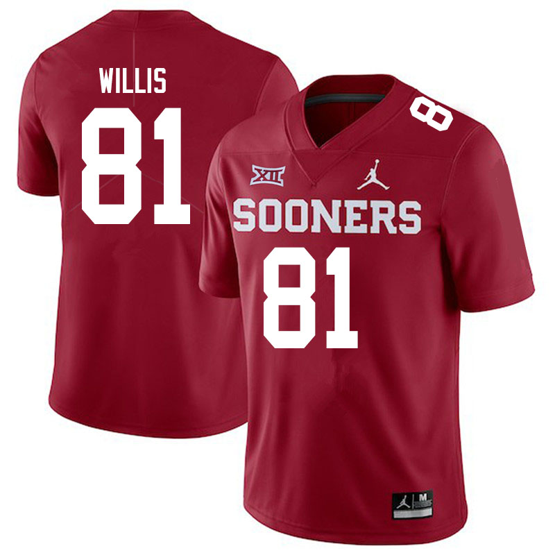 Men #81 Brayden Willis Oklahoma Sooners Jordan Brand College Football Jerseys Sale-Crimson
